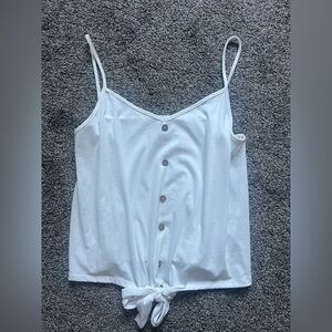 Tie in front white tank top